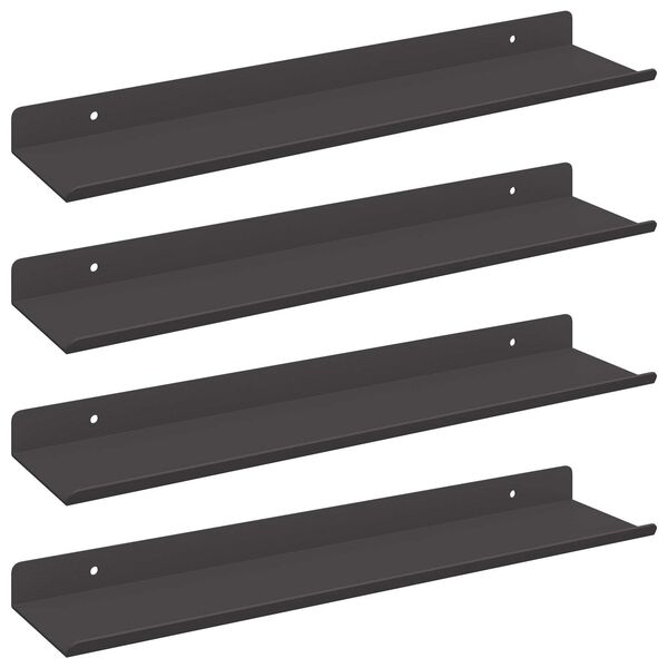vidaXL Floating Shelf Wall-mounted 4 pcs Black 40 x 9 x 2.5 cm Steel