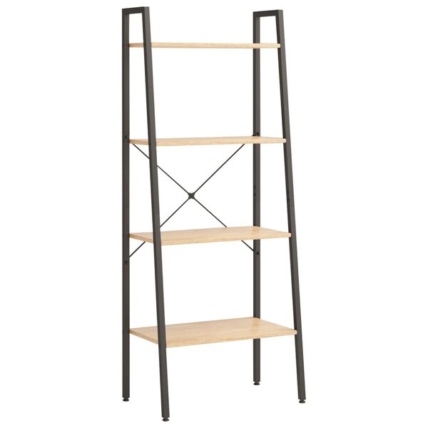 vidaXL 4-Tier Standing Shelf Light Brown and Black 56x35x140 cm