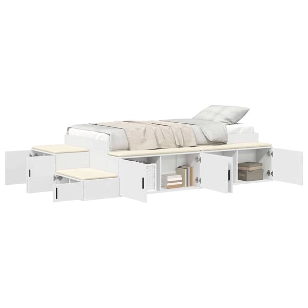 vidaXL Storage Bed Frame with Storage White 90 cm Engineered Wood