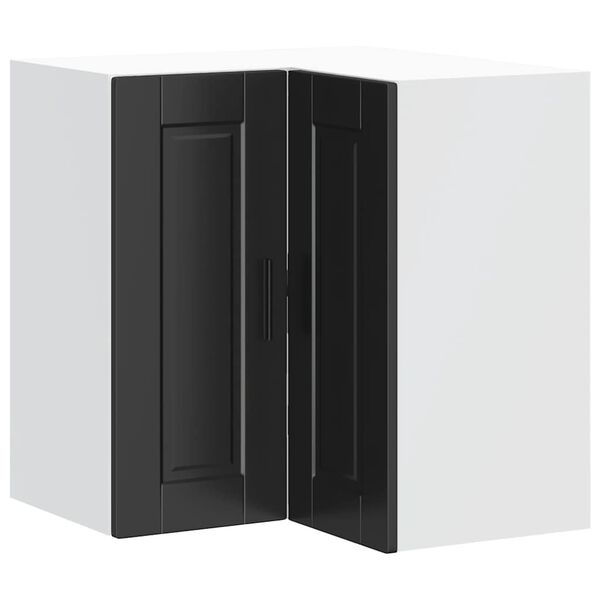 vidaXL Kitchen Wall Corner Cabinet "Porto" Black Engineered Wood