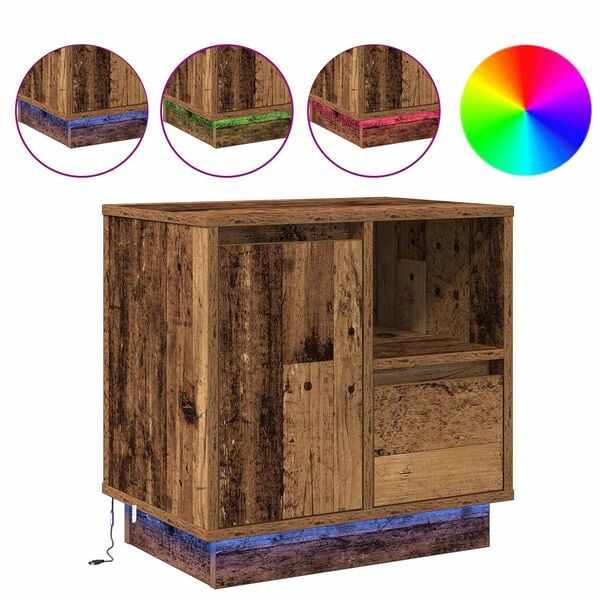 vidaXL Bedside Cabinet with Drawer 2 pcs Old Wood 50 x 34.5 x 50 cm