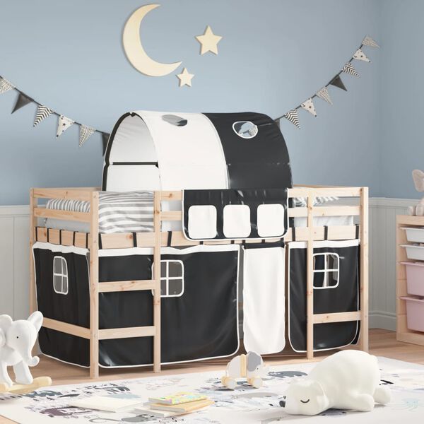 vidaXL Kids' Loft Bed with Tunnel without Mattress White&Black 80x200cm