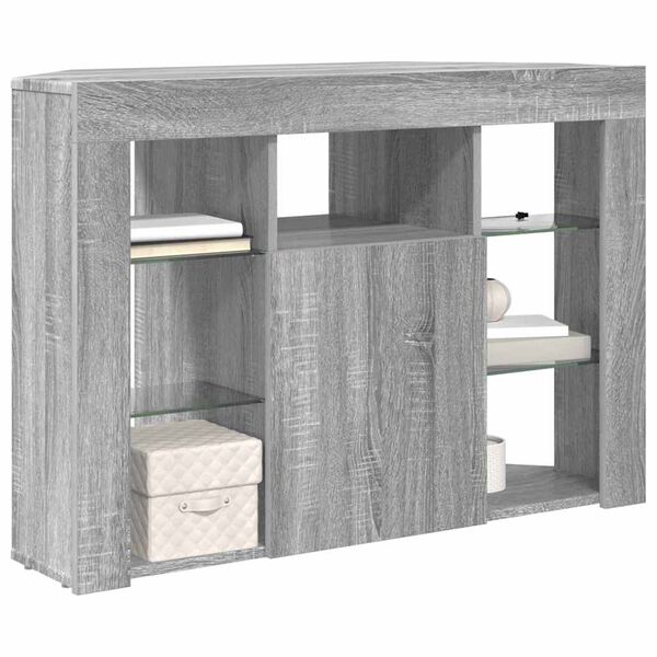 vidaXL Corner LED TV Cabinet Grey Sonoma 100x40x68cm Engineered Wood