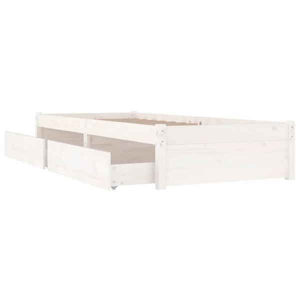 vidaXL Bed Frame without Mattress with Drawers White 90x200 cm (814935+814985)