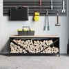 vidaXL Firewood Rack with Wooden Top Black 100.5x35.5x40 cm