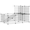 vidaXL 20-Panel Pet Cage with Door Black 105x70x70 cm Steel
