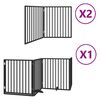 vidaXL Dog Gate with Door Foldable 8 Panels Black 640 cm Poplar Wood