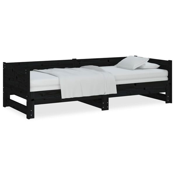 vidaXL Pull-out Day Bed without Mattress Black 2x(80x200) cm