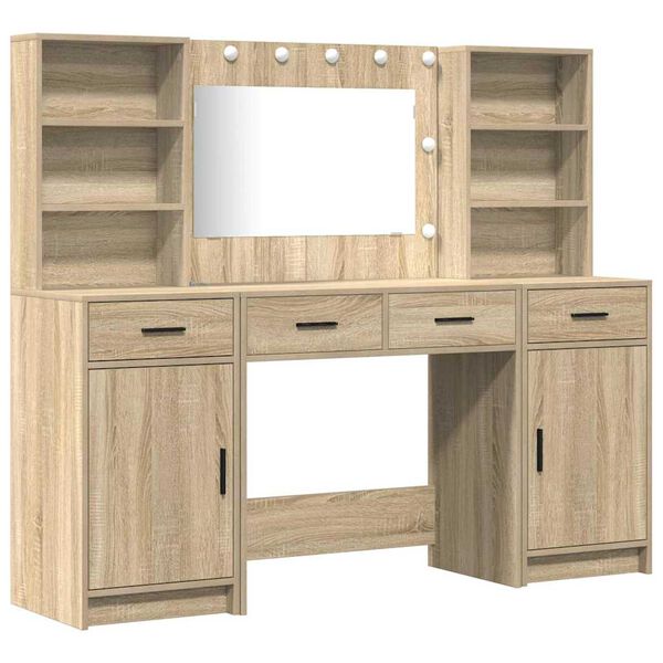 vidaXL Dressing Table Set with Drawer 3 pcs Sonoma Oak Engineered Wood