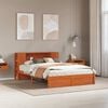 vidaXL Bed Frame with Storage Headboard Wax Brown 140 x 190 cm