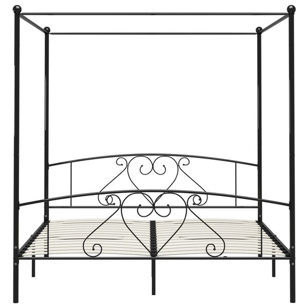 vidaXL Bed Frame without Mattress with Canopy Black 200x200 cm Metal