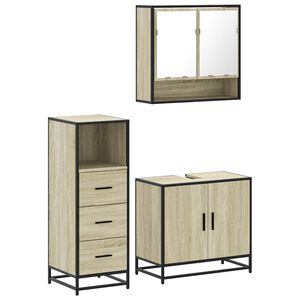 vidaXL 3 Piece Bathroom Furniture Set Sonoma Oak Engineered Wood