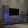 vidaXL 4 Piece TV Wall Units with LED Grey Sonoma Engineered Wood