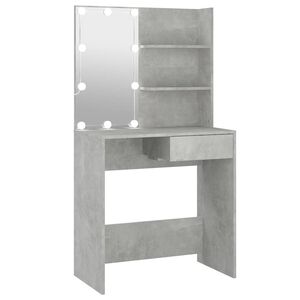 vidaXL Dressing Table with LED Concrete Grey 74.5x40x141 cm