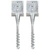 vidaXL Ground Spikes 2 pcs Silver 14x14x58 cm Galvanised Steel