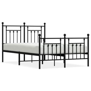 vidaXL Metal Bed Frame without Mattress with Footboard Black 120x190cm