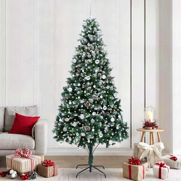 vidaXL Artificial Christmas Tree with 300 LEDs with Stand Green 240 cm