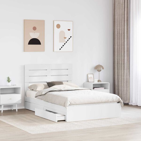 vidaXL Storage Bed with Headboard White 120 x 200 cm Engineered Wood