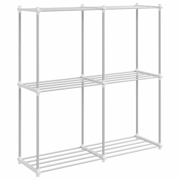 vidaXL Tubular Shelf with Storage White 86 x 27 x 90 cm Aluminium