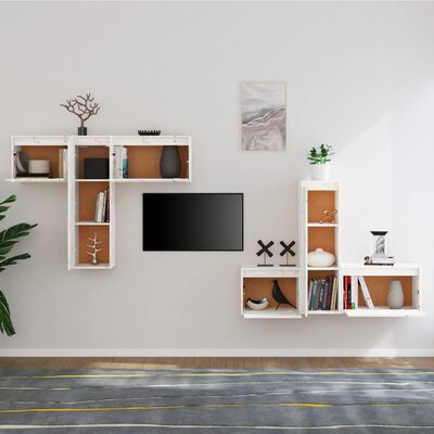vidaXL TV Cabinets 6 pcs White Solid Wood Pine