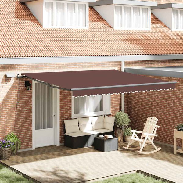 vidaXL Manual Retractable Awning with LEDs Brown 400x300 cm
