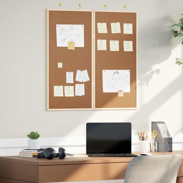 vidaXL Bulletin Board Folding Brown 80 x 80 x 1.4 cm Solid pine wood