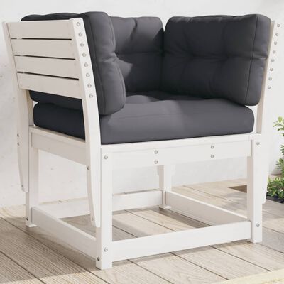 vidaXL Garden Sofa Armrest with Cushions White Solid Wood Pine