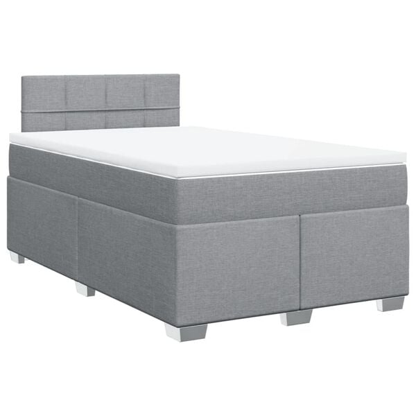 vidaXL Box Spring Bed with Mattress Light Grey 120x200 cm Fabric