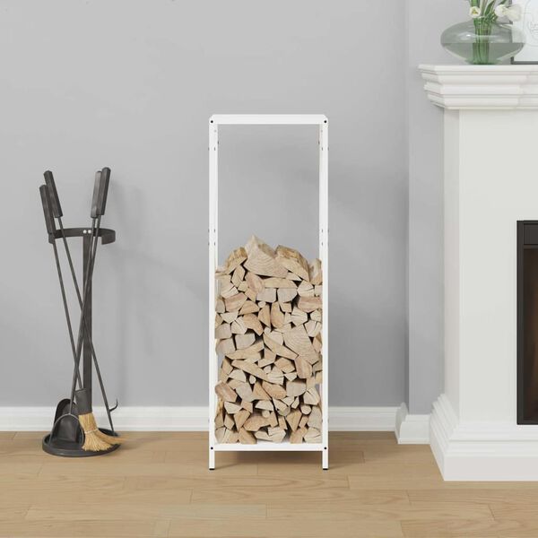 vidaXL Firewood Rack White 34x25x100 cm Cold-rolled steel