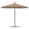 vidaXL Cantilever Garden Parasol with LED Lights and Steel Pole 300 cm Taupe