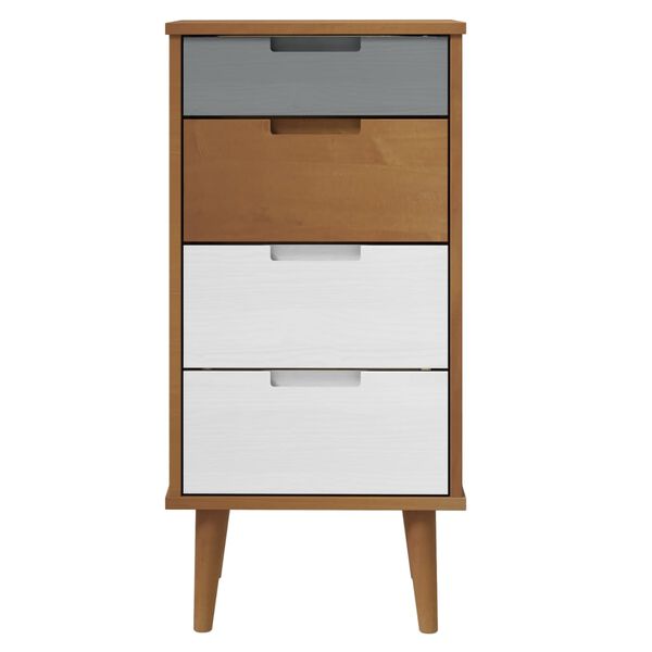 vidaXL Drawer Cabinet MOLDE Brown 40x35x82 cm Solid Wood Pine