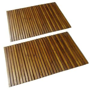 vidaXL Bath Mat | Set of 2 | Brown | Acacia hardwood | 80 x 50 cm | Durable