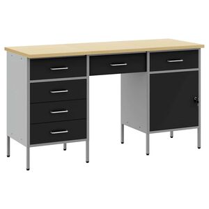 vidaXL Work Cabinet with Drawer with Lock 3 pcs Black 150 x 55 x 85 cm