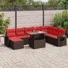 vidaXL 9 Piece Garden Sofa Set with Cushions Brown Poly Rattan Acacia