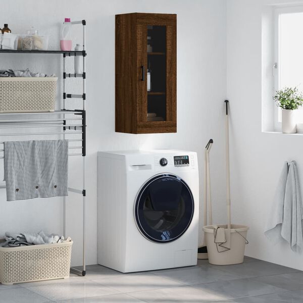 vidaXL Wall Mounted Cabinet Brown Oak 34.5x34x90 cm