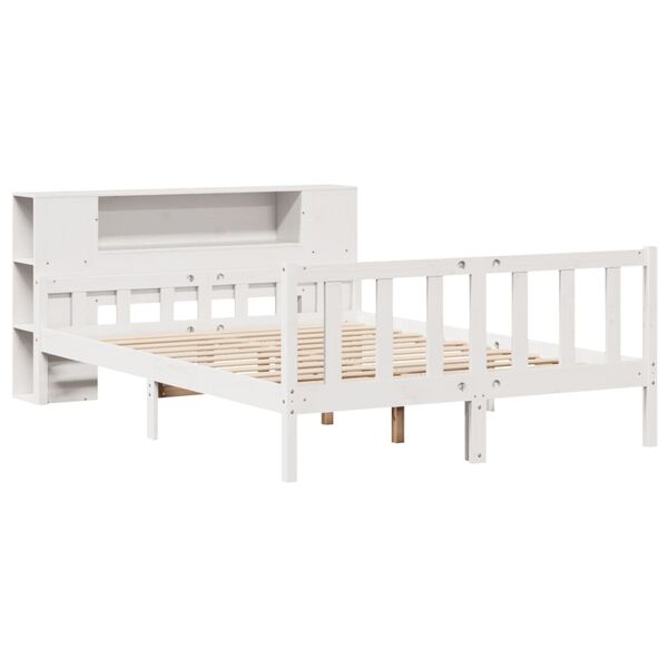 vidaXL Bookcase Bed without Mattress White 150x200 cm King Size Solid Wood Pine