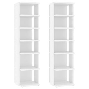 vidaXL Shoe Cabinets 2 pcs White 27.5x27x102 cm Engineered Wood