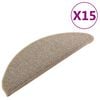 vidaXL Stair Mats 15 pcs 65x21x4 cm Brown Half Round Large