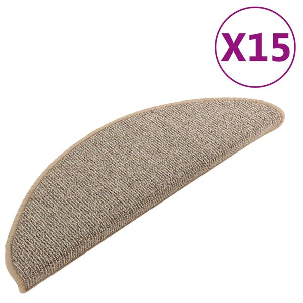 vidaXL Stair Mats 15 pcs 65x21x4 cm Brown Half Round Large