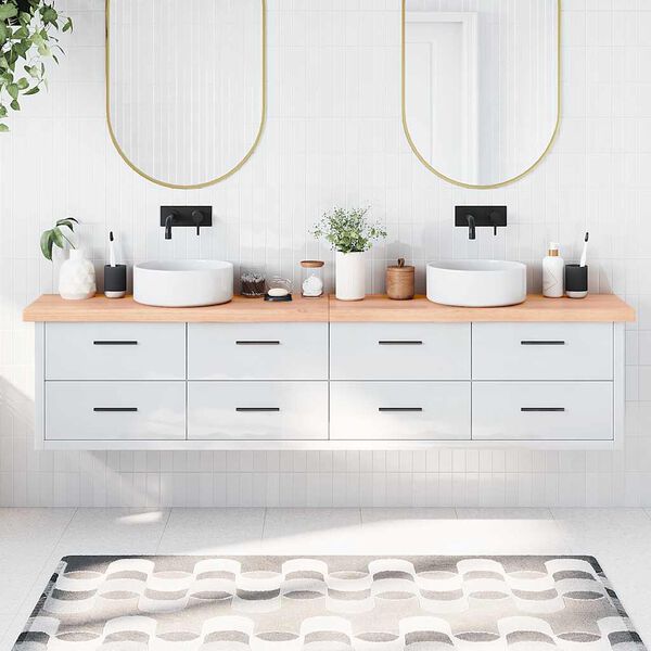 vidaXL Bathroom Countertop Light Brown 220x40x(2-6)cm Treated Solid Wood