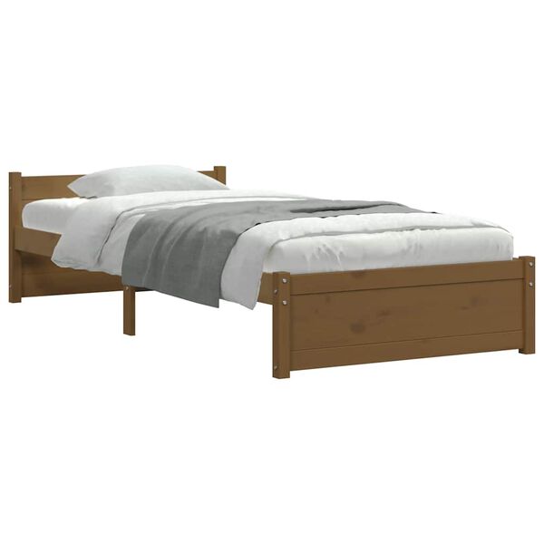 vidaXL Bed Frame without Mattress Honey Brown Solid Wood 75x190 cm Small Single