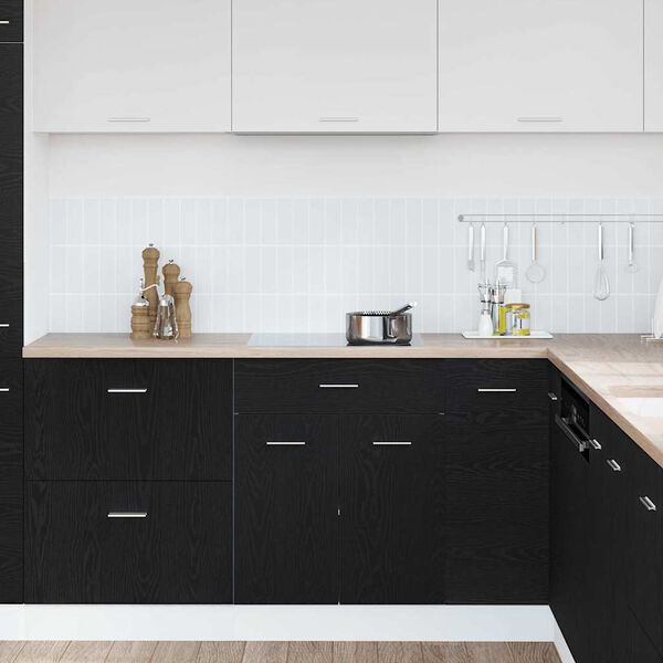 vidaXL Hanging Cabinet with Drawer Riga Black Oak 60 x 46 x 81.5 cm