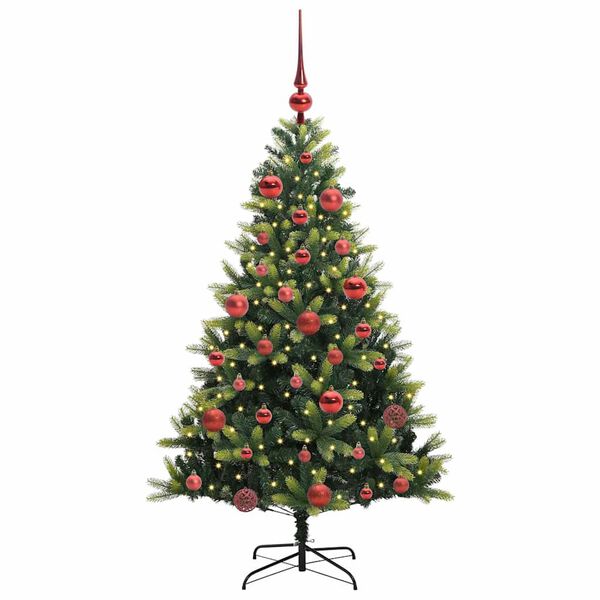 vidaXL Artificial Hinged Christmas Tree 150 LEDs Green 150 cm