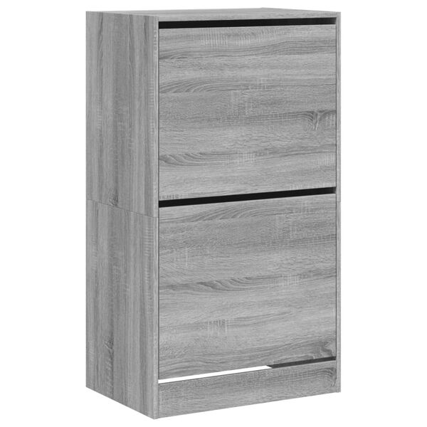 vidaXL Shoe Cabinet with 2 Flip-Drawers Grey Sonoma 60x42x108 cm