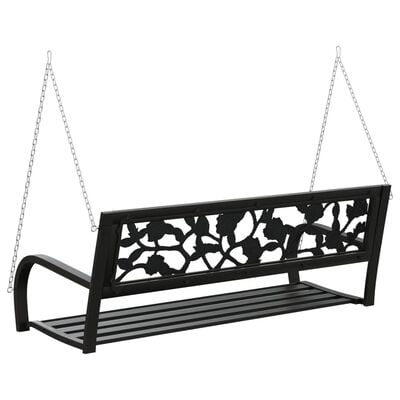 vidaXL Garden Swing Bench 125 cm Steel and Plastic Black