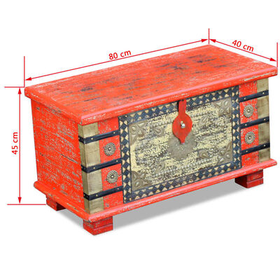 vidaXL Storage Chest Red Mango Wood 80x40x45 cm
