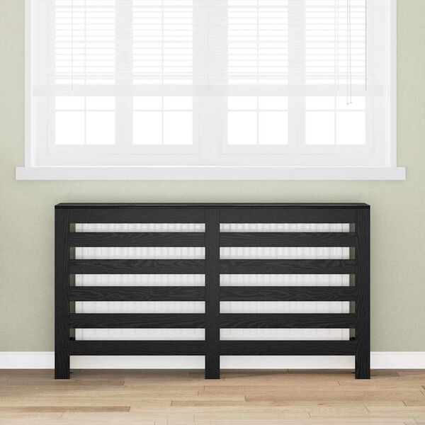 vidaXL Radiator Cover Black Oak 149 x 20 x 82 cm Engineered Wood