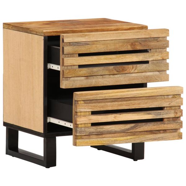 vidaXL Bedside Cabinet 40x34x46 cm Solid Wood Rough Mango