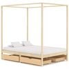 vidaXL Canopy Bed Frame without Mattress Solid Pine Wood 140x200 cm
