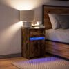 vidaXL Bedside Cabinet with LED Lights Smoked Oak Engineered Wood